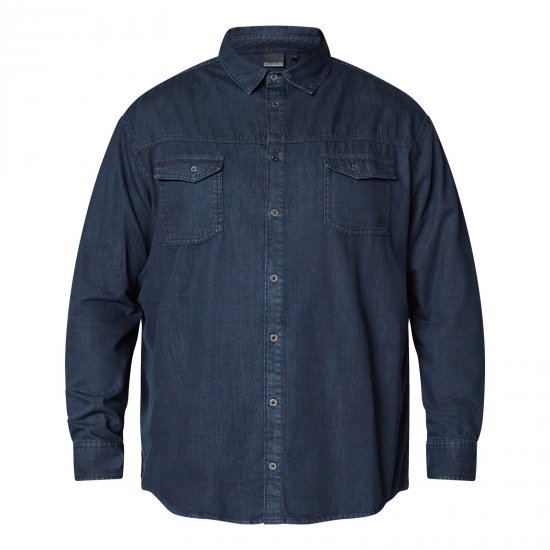 North Latitude Denim Shirt LS Μπλε - Πουκάμισα - Aνδρικά πουκαμισα μεγαλα μεγάλα μεγέθη