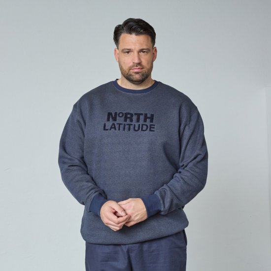 North Latitude Crewneck Logo Sweat Μπλε μαρέν - φούτερ/Φούτερ με κουκούλα - φούτερ/Φούτερ με κουκούλα ανδρικά μεγάλα μεγέθη 