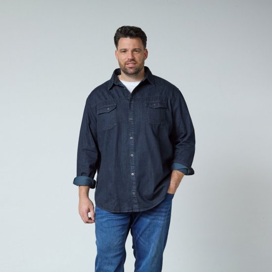 North Latitude Denim Shirt LS Μπλε - Πουκάμισα - Aνδρικά πουκαμισα μεγαλα μεγάλα μεγέθη