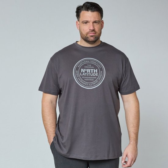 North Latitude T-Shirt Γκρι/Ανθρακί - Μακό μπλουζάκια - Aνδρικά μπλουζεσ μεγάλα μεγέθη