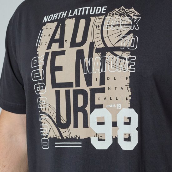 North Latitude Adventure 98 Graphic Tee Μαύρο - Μακό μπλουζάκια - Aνδρικά μπλουζεσ μεγάλα μεγέθη