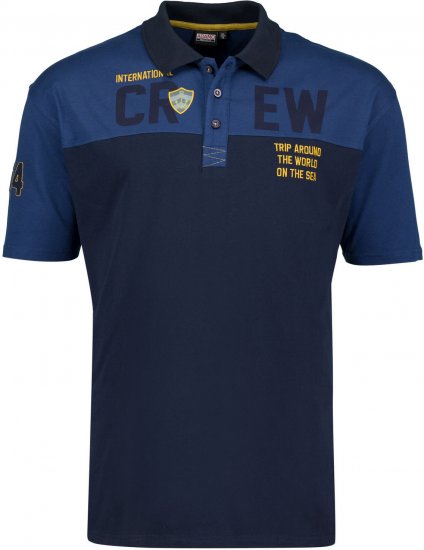 Adamo Crew Printed Jersey Poloshirt Denim Blue - Πόλο μπλουζάκια - Aνδρικά μπλουζακια πολο μεγάλα μεγέθη