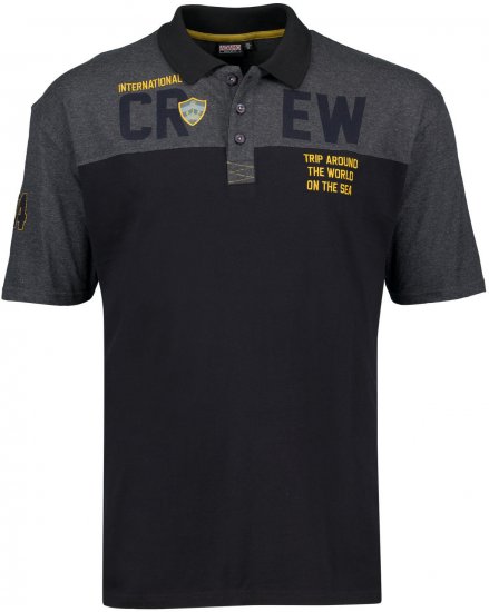 Adamo Crew Printed Jersey Poloshirt Charcoal - Πόλο μπλουζάκια - Aνδρικά μπλουζακια πολο μεγάλα μεγέθη