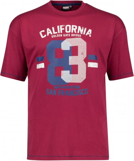 Adamo Golden Gate Comfort Fit Printed T-shirt Burgundy - Μακό μπλουζάκια - Aνδρικά μπλουζεσ μεγάλα μεγέθη