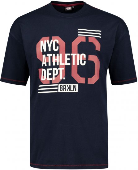 Adamo BRKLN Comfort Fit Printed T-shirt Navy - Μακό μπλουζάκια - Aνδρικά μπλουζεσ μεγάλα μεγέθη