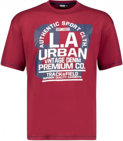 Adamo Urban Comfort Fit Printed T-shirt Burgundy - Μακό μπλουζάκια - Aνδρικά μπλουζεσ μεγάλα μεγέθη