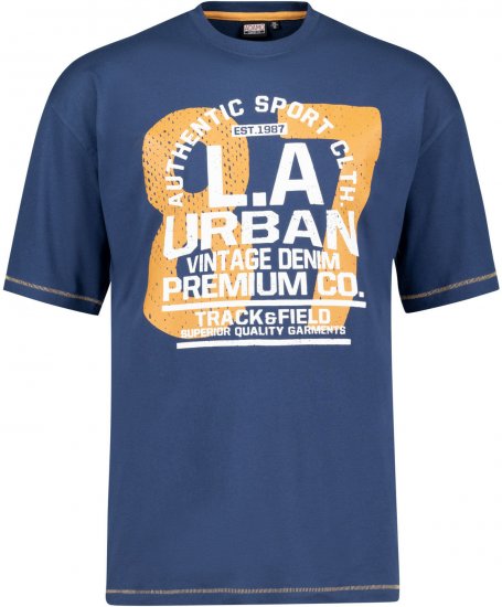 Adamo Urban Comfort Fit Printed T-shirt Denim Blue - Μακό μπλουζάκια - Aνδρικά μπλουζεσ μεγάλα μεγέθη