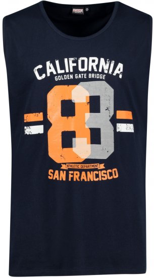 Adamo Golden Gate Comfort Fit Printed Tank-top Navy - Μακό μπλουζάκια - Aνδρικά μπλουζεσ μεγάλα μεγέθη
