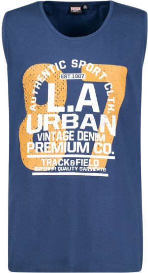 Adamo Urban Comfort Fit Printed Tank-top Denim Blue - Μακό μπλουζάκια - Aνδρικά μπλουζεσ μεγάλα μεγέθη