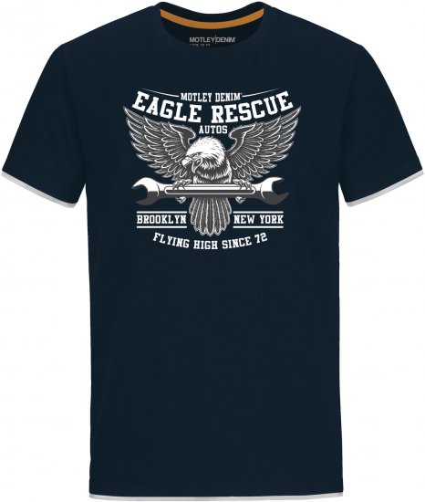 Motley Denim Eccles T-shirt Navy - Μακό μπλουζάκια - Aνδρικά μπλουζεσ μεγάλα μεγέθη