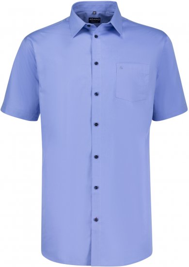 Adamo Warren Comfort Fit Short Sleeve Shirt Medium Blue - Πουκάμισα - Aνδρικά πουκαμισα μεγαλα μεγάλα μεγέθη