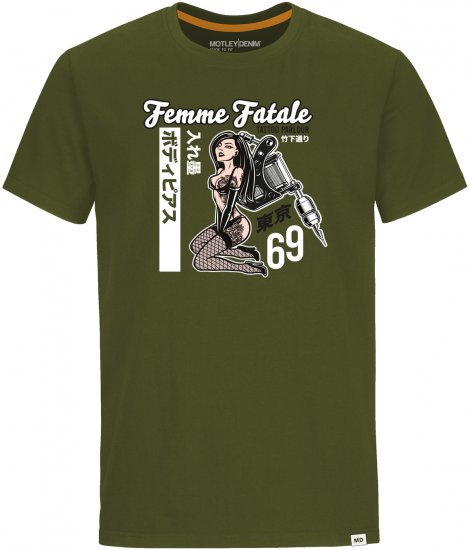 Motley Denim Hampton T-shirt Dark Khaki - Μακό μπλουζάκια - Aνδρικά μπλουζεσ μεγάλα μεγέθη