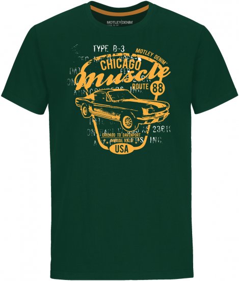 Motley Denim Newport T-shirt Racing Green - Μακό μπλουζάκια - Aνδρικά μπλουζεσ μεγάλα μεγέθη