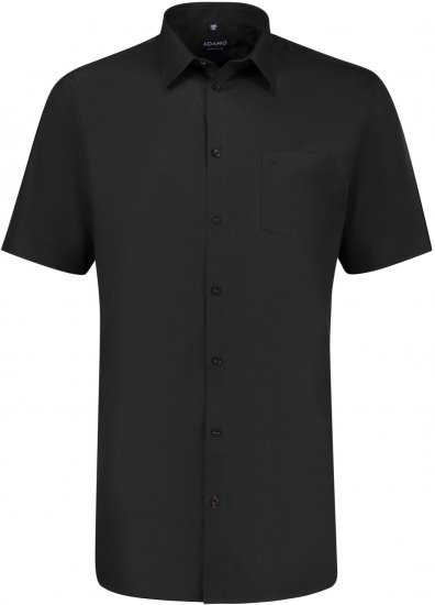 Adamo Warren Comfort Fit Short Sleeve Shirt Black - Πουκάμισα - Aνδρικά πουκαμισα μεγαλα μεγάλα μεγέθη