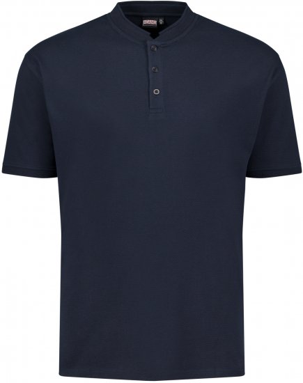 Adamo 139411 Serafino Waffelpique T-shirt Navy - Μακό μπλουζάκια - Aνδρικά μπλουζεσ μεγάλα μεγέθη