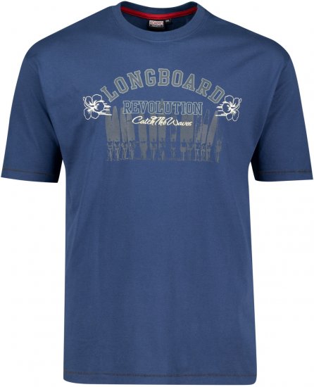 Adamo Longboard Regular Fit Printed T-shirt Denim Blue - Μακό μπλουζάκια - Aνδρικά μπλουζεσ μεγάλα μεγέθη