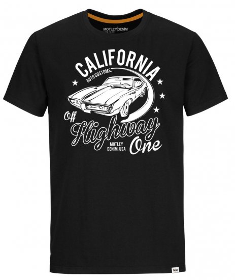 Motley Denim Ipswich T-Shirt White on Black - Μακό μπλουζάκια - Aνδρικά μπλουζεσ μεγάλα μεγέθη