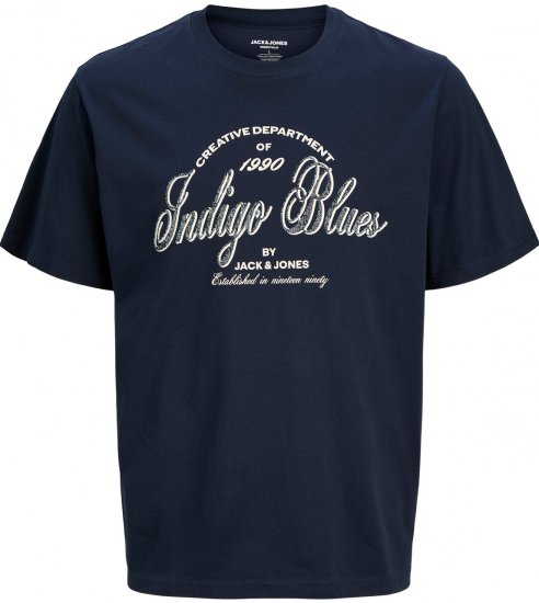 Jack & Jones Denver Graphic T-Shirt Navy - Μακό μπλουζάκια - Aνδρικά μπλουζεσ μεγάλα μεγέθη