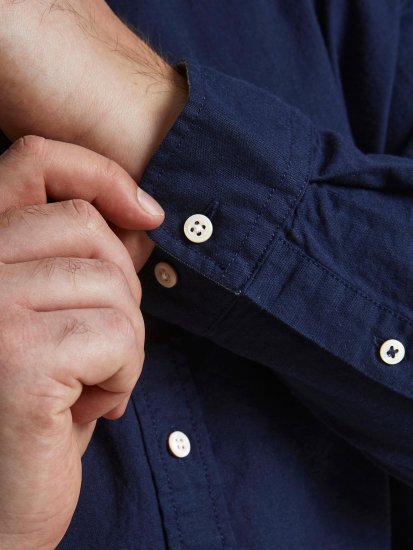 Jack & Jones Summer Shirt L/S Navy - Πουκάμισα - Aνδρικά πουκαμισα μεγαλα μεγάλα μεγέθη