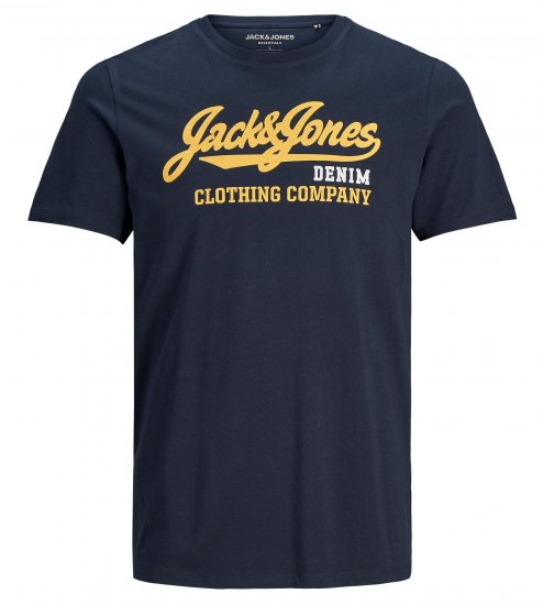 Jack & Jones Logo T-Shirt Navy - Μακό μπλουζάκια - Aνδρικά μπλουζεσ μεγάλα μεγέθη