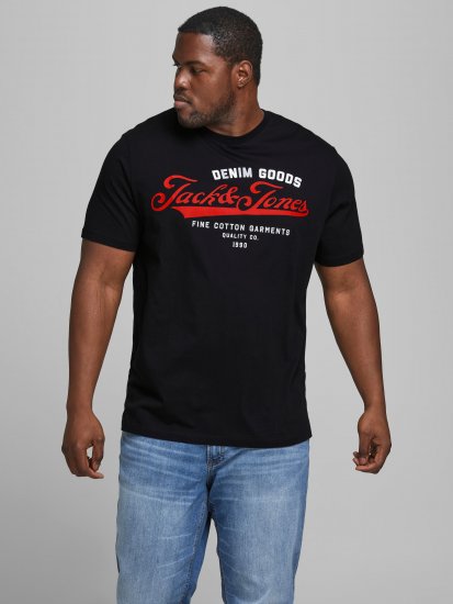 Jack & Jones Elogo T-Shirt Black - Μακό μπλουζάκια - Aνδρικά μπλουζεσ μεγάλα μεγέθη