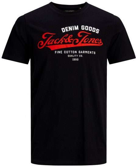 Jack & Jones Elogo T-Shirt Black - Μακό μπλουζάκια - Aνδρικά μπλουζεσ μεγάλα μεγέθη