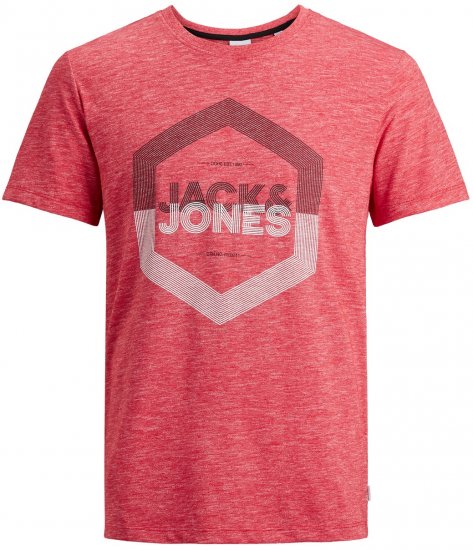Jack & Jones Elight Crew Neck T-shirt Red - Μακό μπλουζάκια - Aνδρικά μπλουζεσ μεγάλα μεγέθη