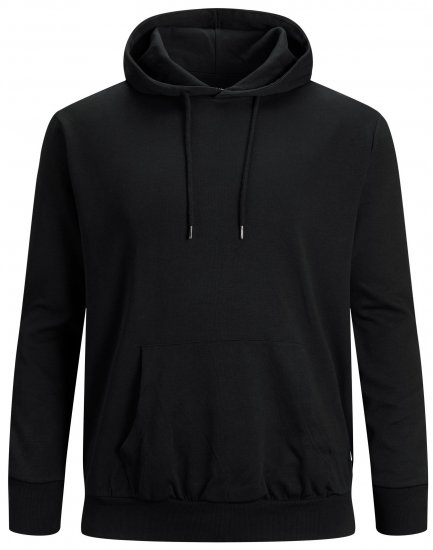 Jack & Jones Basic Hoodie Black - φούτερ/Φούτερ με κουκούλα - φούτερ/Φούτερ με κουκούλα ανδρικά μεγάλα μεγέθη 