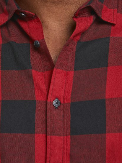 Jack & Jones Gingham Shirt L/S Brick Red - Πουκάμισα - Aνδρικά πουκαμισα μεγαλα μεγάλα μεγέθη