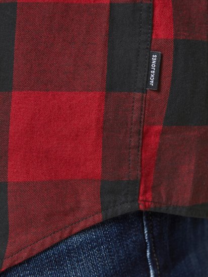 Jack & Jones Gingham Shirt L/S Brick Red - Πουκάμισα - Aνδρικά πουκαμισα μεγαλα μεγάλα μεγέθη