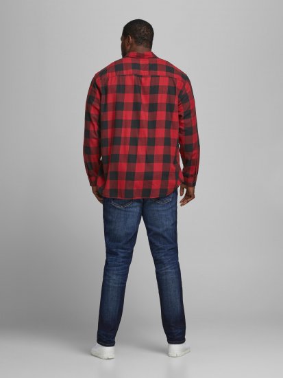 Jack & Jones Gingham Shirt L/S Brick Red - Πουκάμισα - Aνδρικά πουκαμισα μεγαλα μεγάλα μεγέθη