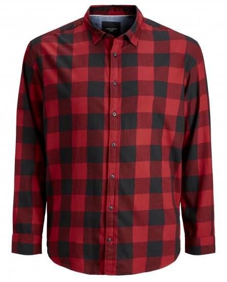 Jack & Jones Gingham Shirt L/S Brick Red - Πουκάμισα - Aνδρικά πουκαμισα μεγαλα μεγάλα μεγέθη