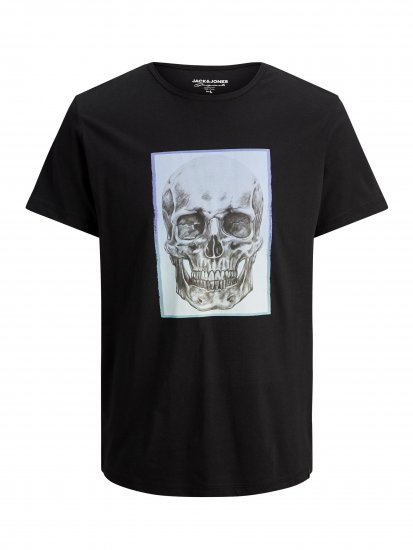 Jack & Jones Gradskull T-Shirt Black - Μακό μπλουζάκια - Aνδρικά μπλουζεσ μεγάλα μεγέθη