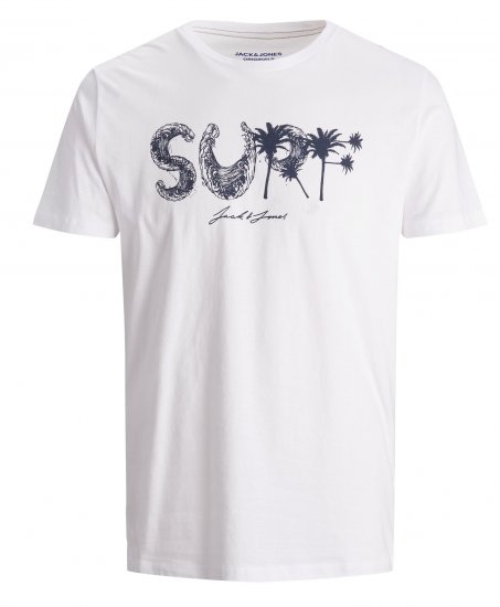 Jack & Jones Streams T-shirt White - Μακό μπλουζάκια - Aνδρικά μπλουζεσ μεγάλα μεγέθη