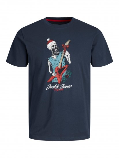 Jack & Jones JORFESTIVE Xmas Skull T-shirt Navy - Μακό μπλουζάκια - Aνδρικά μπλουζεσ μεγάλα μεγέθη