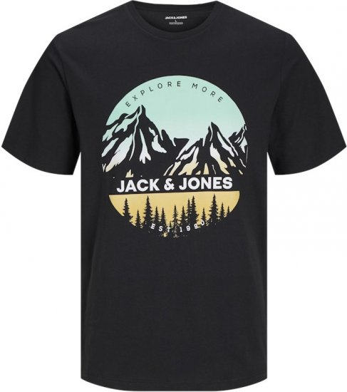 Jack & Jones PEAK T-Shirt Black - Μακό μπλουζάκια - Aνδρικά μπλουζεσ μεγάλα μεγέθη