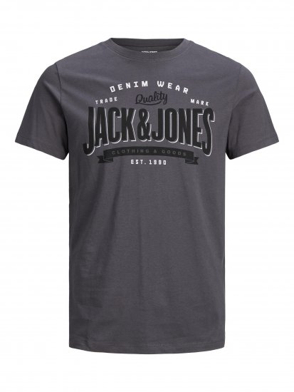 Jack & Jones JJELOGO TEE Gray - Μακό μπλουζάκια - Aνδρικά μπλουζεσ μεγάλα μεγέθη