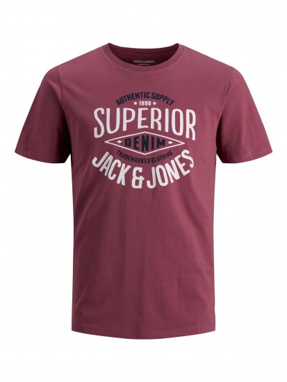Jack & Jones JJELOGO TEE Hawthorn Rose - Μακό μπλουζάκια - Aνδρικά μπλουζεσ μεγάλα μεγέθη