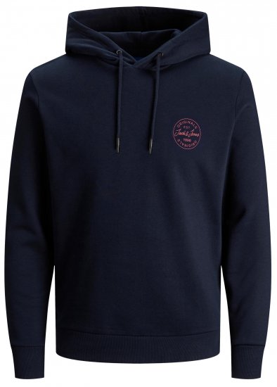 Jack & Jones JJESHARK SWEAT Hoodie Navy - φούτερ/Φούτερ με κουκούλα - φούτερ/Φούτερ με κουκούλα ανδρικά μεγάλα μεγέθη 