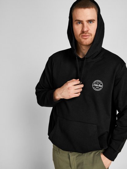 Jack & Jones JJESHARK SWEAT Hoodie Black - φούτερ/Φούτερ με κουκούλα - φούτερ/Φούτερ με κουκούλα ανδρικά μεγάλα μεγέθη 