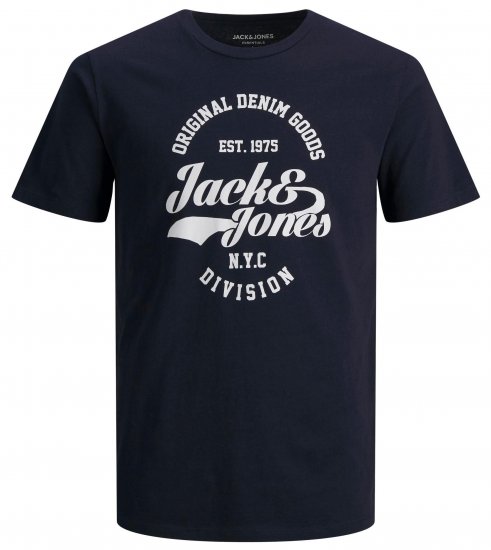 Jack & Jones JJERAFA TEE Navy - Μακό μπλουζάκια - Aνδρικά μπλουζεσ μεγάλα μεγέθη