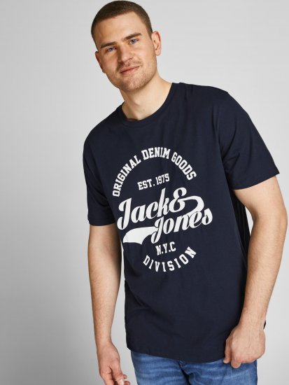 Jack & Jones JJERAFA TEE Navy - Μακό μπλουζάκια - Aνδρικά μπλουζεσ μεγάλα μεγέθη