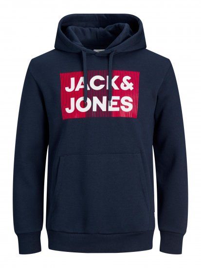Jack & Jones JJECORP Hoodie Navy - φούτερ/Φούτερ με κουκούλα - φούτερ/Φούτερ με κουκούλα ανδρικά μεγάλα μεγέθη 
