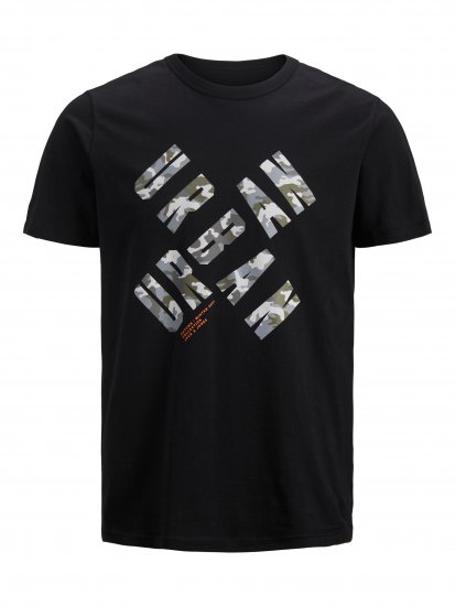 Jack & Jones JCOSTREET TEE Black - Μακό μπλουζάκια - Aνδρικά μπλουζεσ μεγάλα μεγέθη