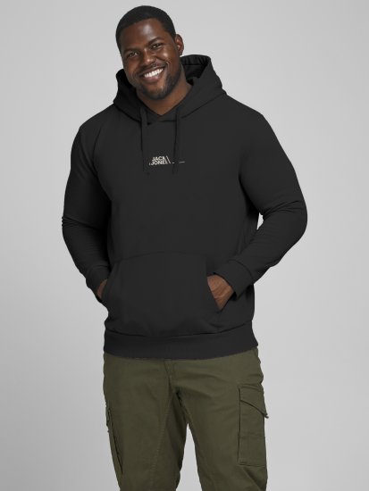 Jack & Jones JPRBLABOOSTER SWEAT Black - φούτερ/Φούτερ με κουκούλα - φούτερ/Φούτερ με κουκούλα ανδρικά μεγάλα μεγέθη 