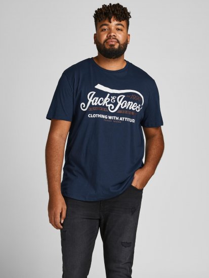 Jack & Jones JPRBLUBOOSTER TEE Navy - Μακό μπλουζάκια - Aνδρικά μπλουζεσ μεγάλα μεγέθη