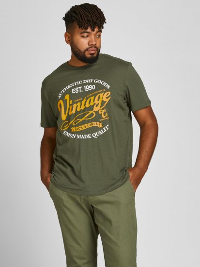Jack & Jones JPRBLUBOOSTER TEE Khaki - Μακό μπλουζάκια - Aνδρικά μπλουζεσ μεγάλα μεγέθη