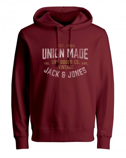 Jack & Jones JPRBLUBOOSTER SWEAT Hoodie Red - φούτερ/Φούτερ με κουκούλα - φούτερ/Φούτερ με κουκούλα ανδρικά μεγάλα μεγέθη 