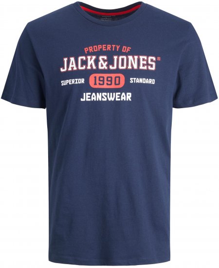 Jack & Jones JJSTAMP TEE Navy - Μακό μπλουζάκια - Aνδρικά μπλουζεσ μεγάλα μεγέθη