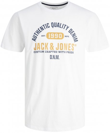 Jack & Jones JJSTAMP TEE White - Μακό μπλουζάκια - Aνδρικά μπλουζεσ μεγάλα μεγέθη